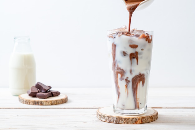 Iced chocolate milkshake drink