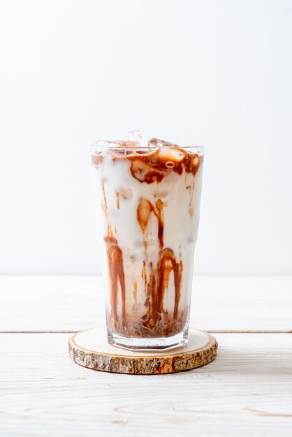 Iced chocolate milkshake drink