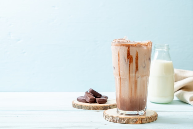 Iced chocolate milkshake drink