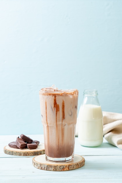 Iced chocolate milkshake drink