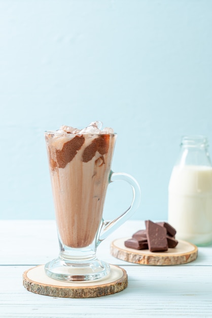 Iced chocolate milkshake drink