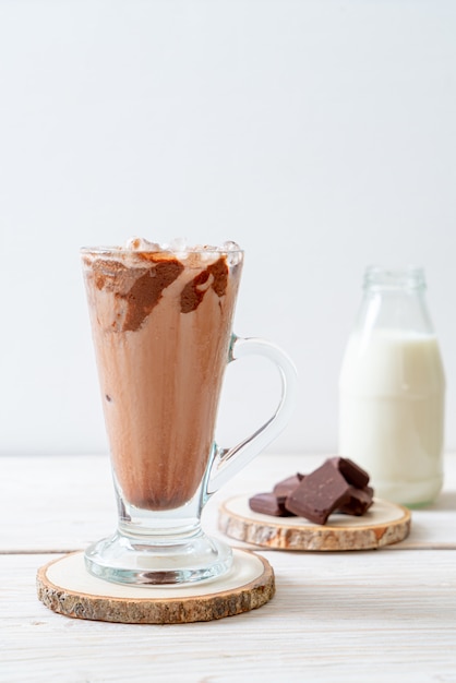 Iced chocolate milkshake drink