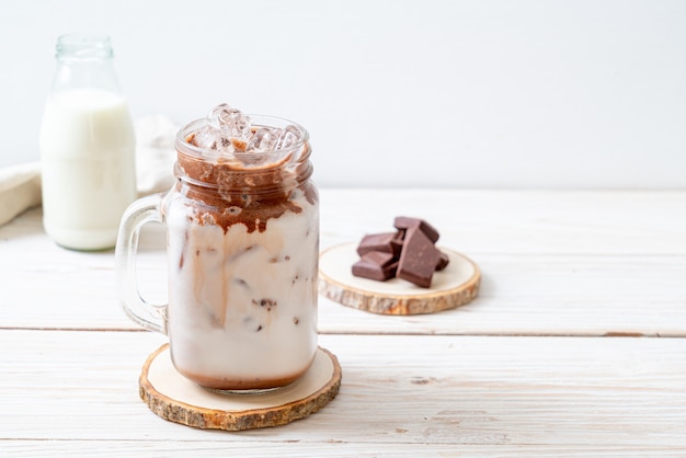 Iced chocolate milkshake drink