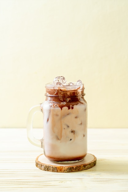 Iced chocolate milkshake drink