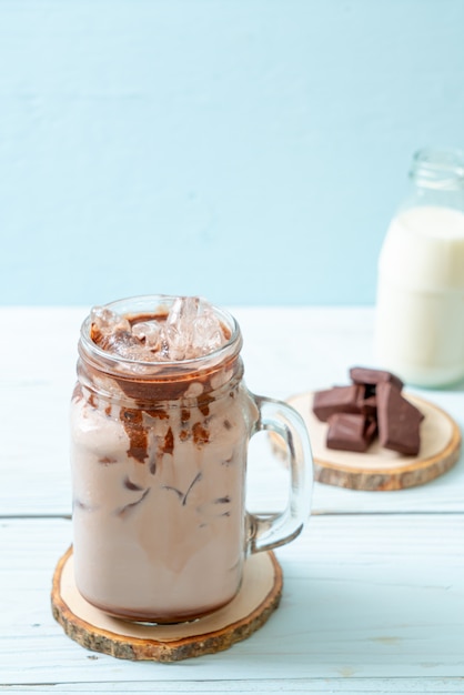 Iced chocolate milkshake drink