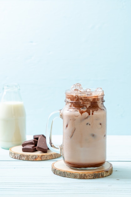 Iced chocolate milkshake drink