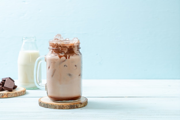 Iced chocolate milkshake drink