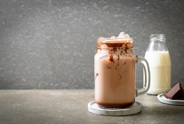 Iced chocolate milkshake drink