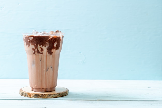 Iced chocolate milkshake drink