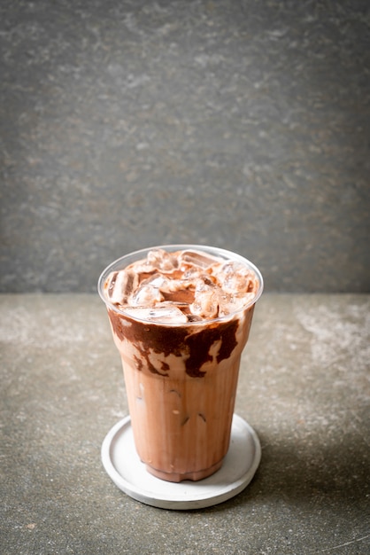 Iced chocolate milkshake drink