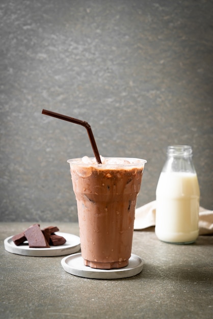 Iced chocolate milkshake drink