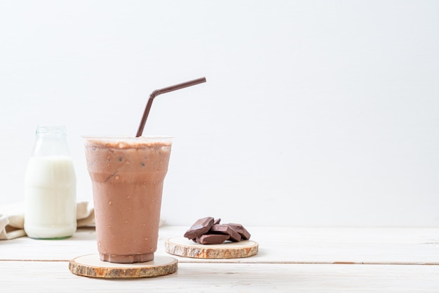 Iced chocolate milkshake drink