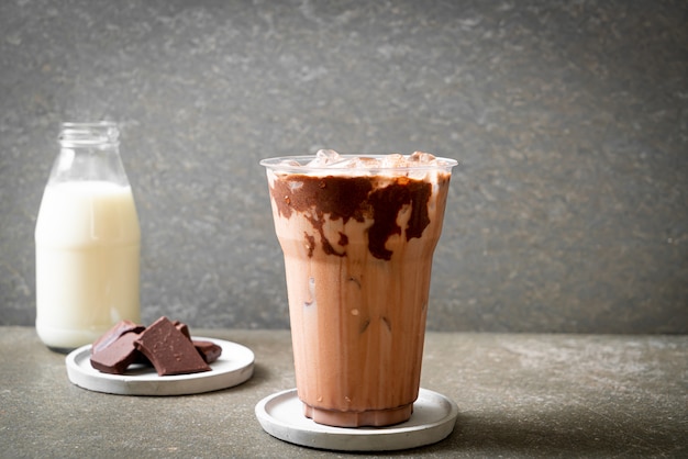 Iced chocolate milkshake drink