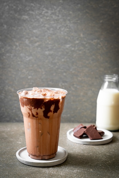 Iced chocolate milkshake drink