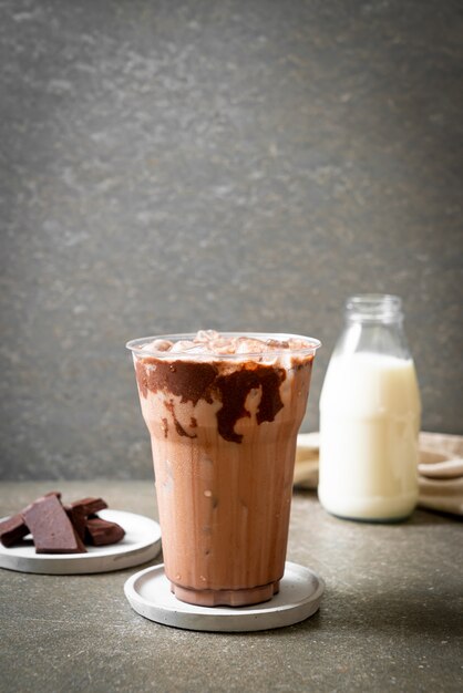 Iced chocolate milkshake drink