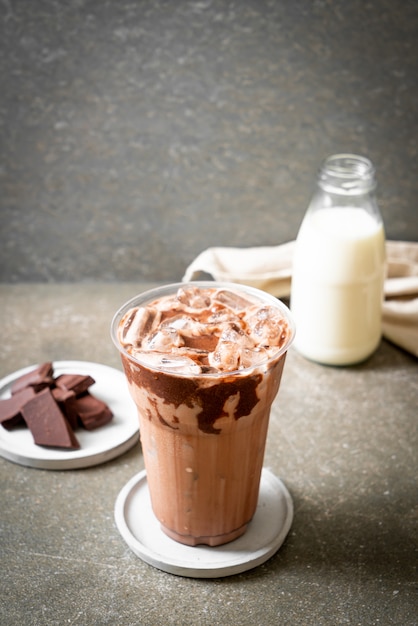 Iced chocolate milkshake drink