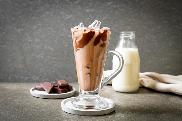 Iced chocolate milkshake drink