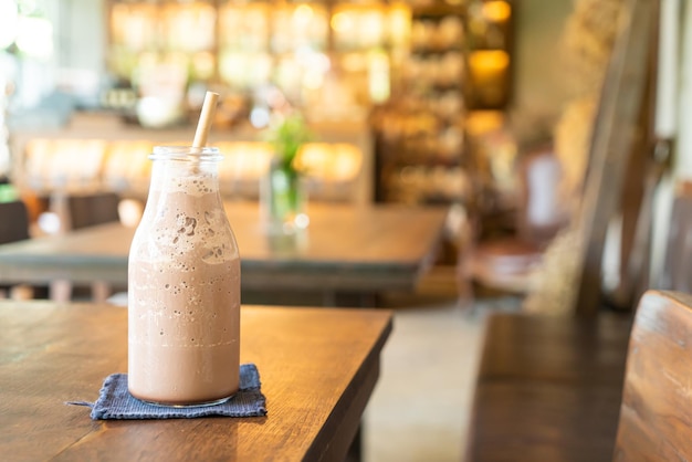 Iced chocolate milkshake frappe or blend in coffee shop cafe and restaurant