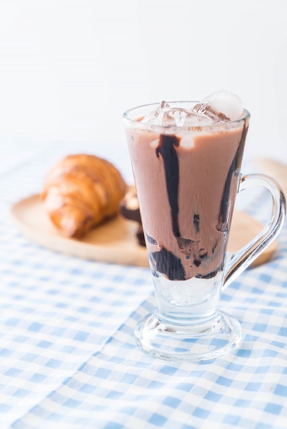 iced chocolate on table