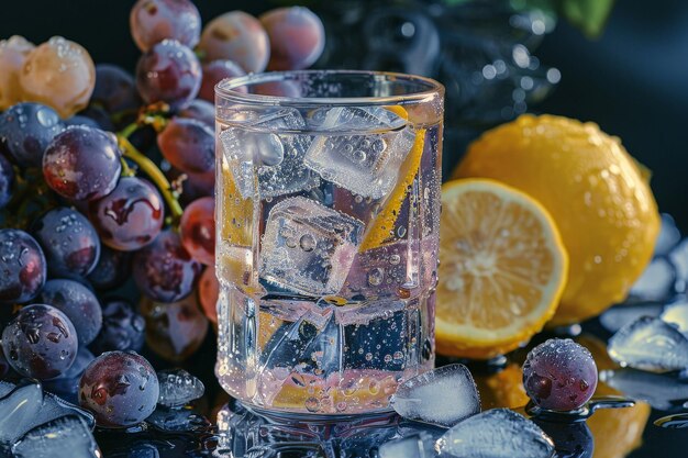 Iced cocktail with grape juice Summer drinks