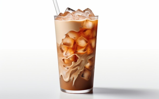 Iced Coffee Bliss in 8K on White background