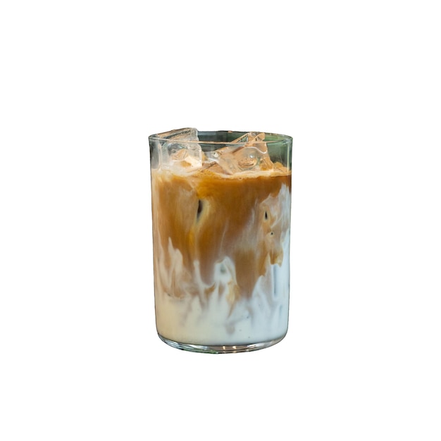 Photo iced coffee in a coffee shop blur background with bokeh image