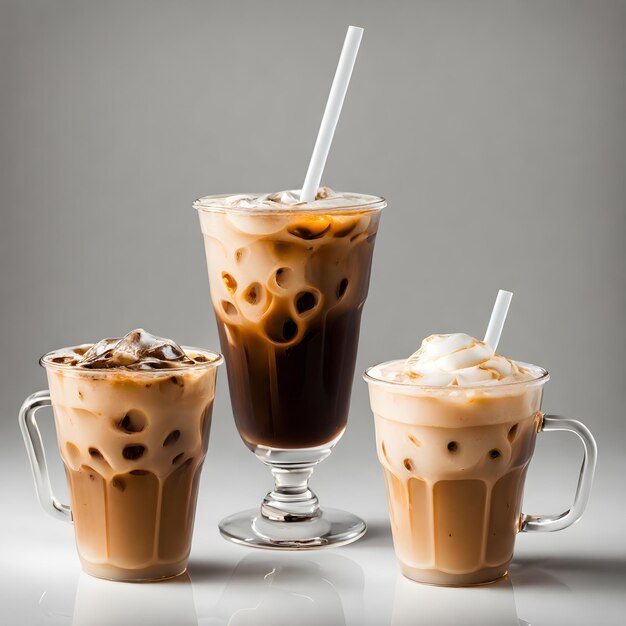 iced coffee cups isolated on white background ai generative