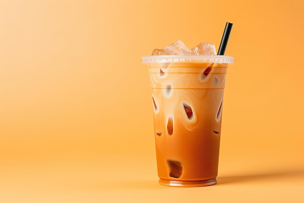 Iced coffee in plastic takeaway glass