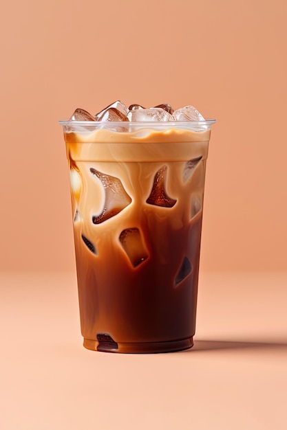 Iced coffee in plastic takeaway glass