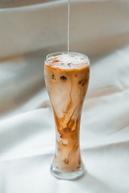 iced coffee put on white