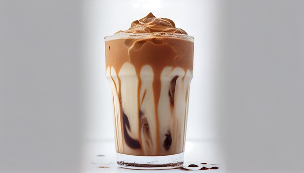 Iced coffee on a white background isolated AI generative