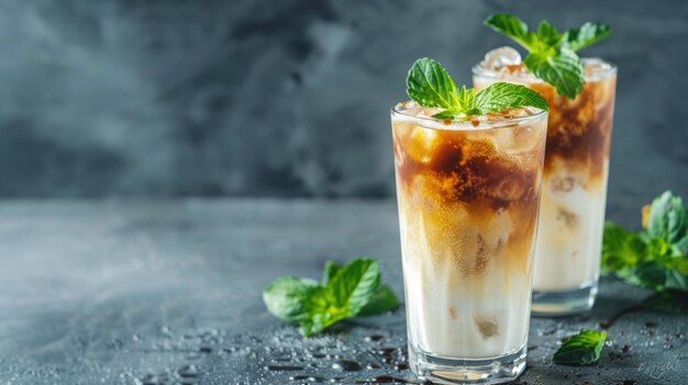 Photo iced coffee with whipped cream and cherry topping