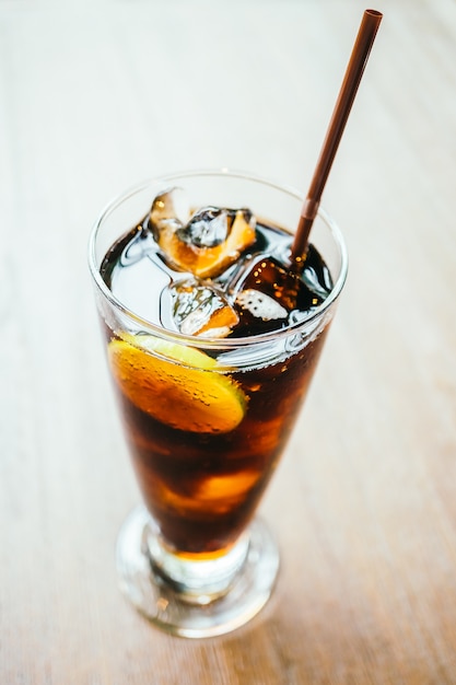 Iced cola drink in glass