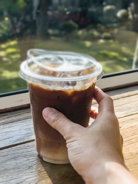 Iced drink in plastic container