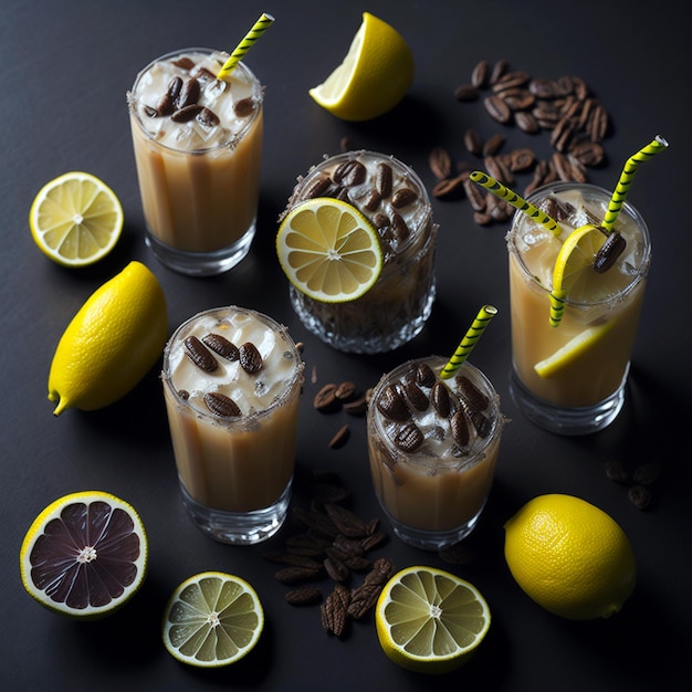 Коктейли Iced Drinks кофе со льдом лимонад