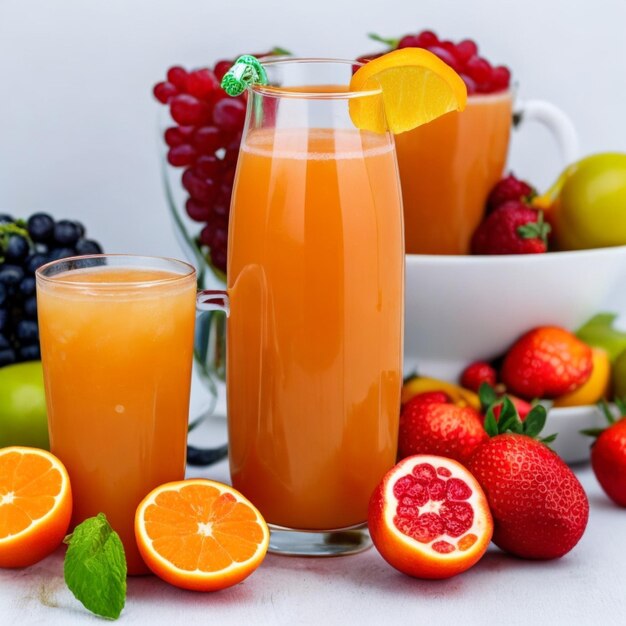 Iced juice drink on white background