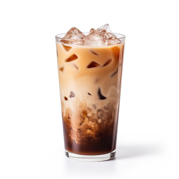 Iced latte coffee on glass isolated white background real image 8k iw 2 v 52 Job ID 9f1546481223422aae47844141344b6b