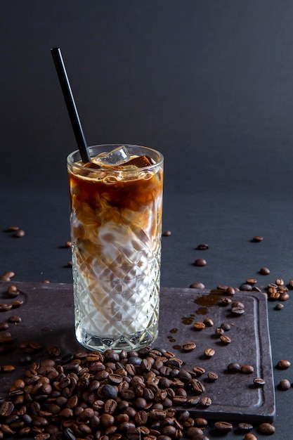 Iced latte koffie glas