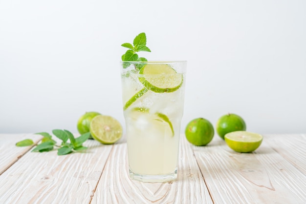 iced lime soda with mint - refreshing drink