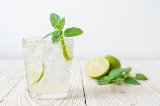 iced lime soda with mint - refreshing drink