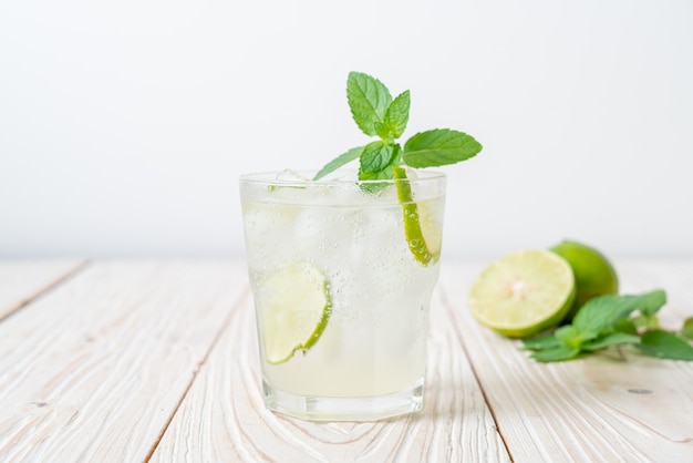 iced lime soda with mint - refreshing drink