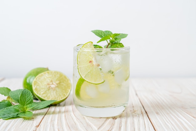 iced lime soda with mint - refreshing drink