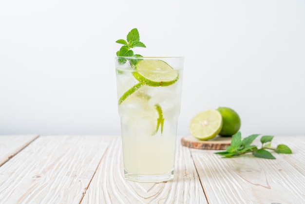 Iced lime soda with mint