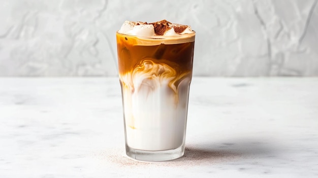 iced macchiato in glas op witte achtergrond Generative Ai