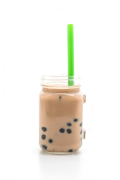 iced milk tea with bubble