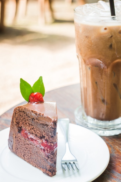 Iced mocha and black forest cake