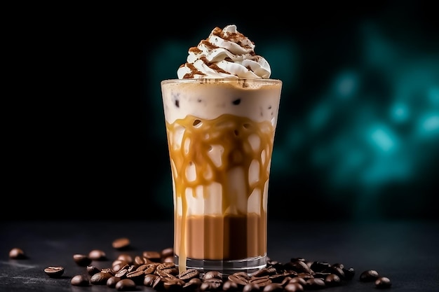 Iced Mocha Frappuccino with cream Ai generated