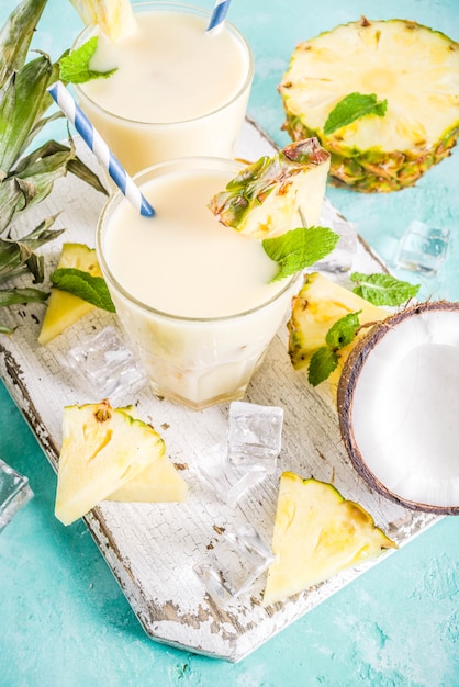 Iced pina colada cocktail