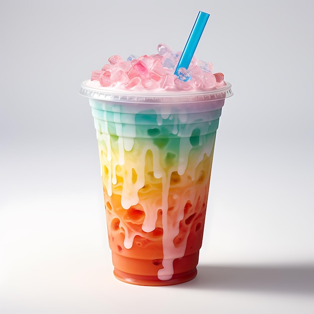 Iced Rainbow Drink With Whipped Cream Perfect For Drink Catalog