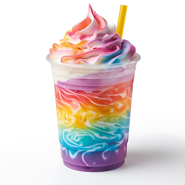 Iced Rainbow Drink With Whipped Cream Perfect For Drink Catalog